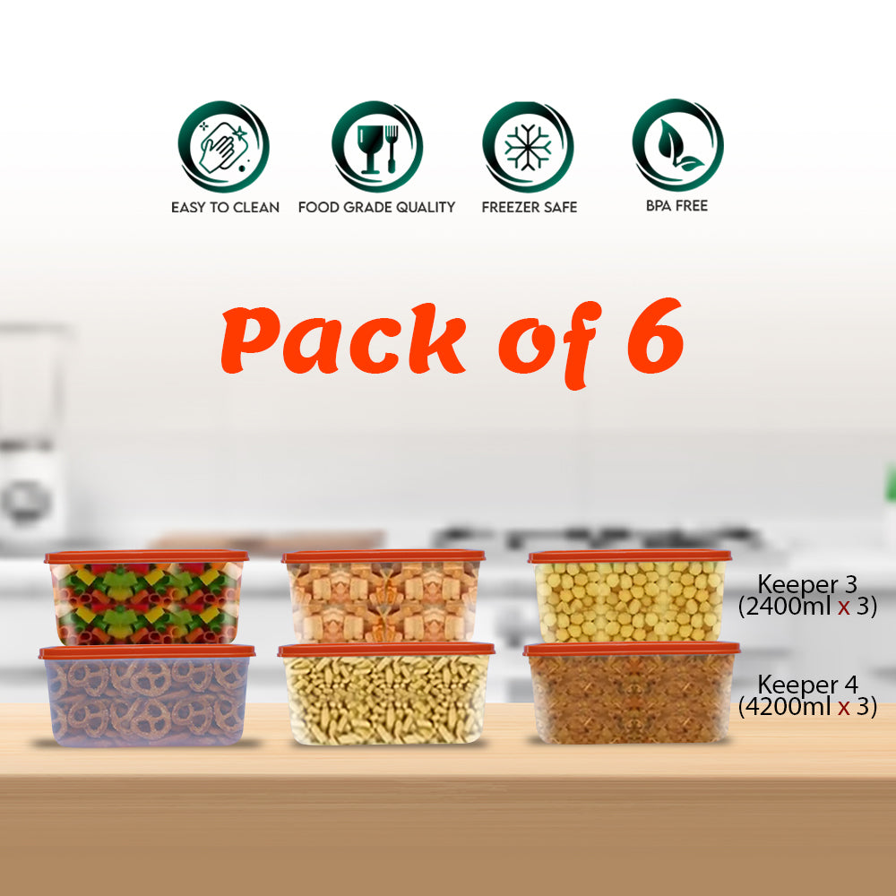 Keeper Container Sizes 3 & 4 - (Pack of 6)