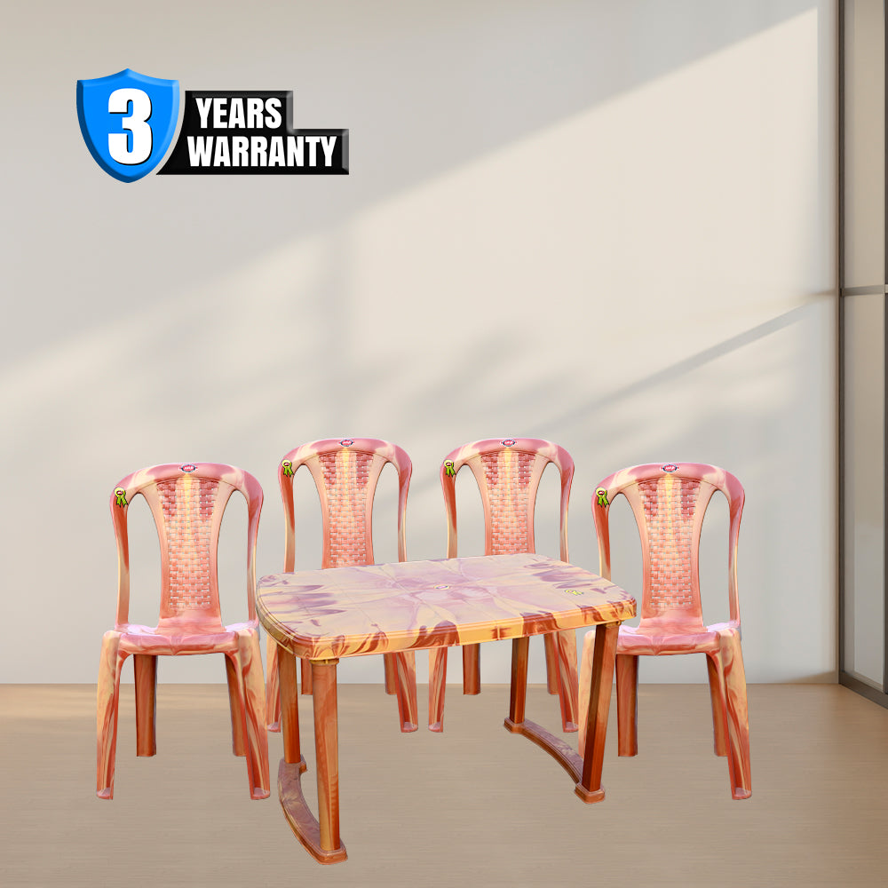 Designer Plastic Table & Chair Set – 4 Chairs + 1 Table