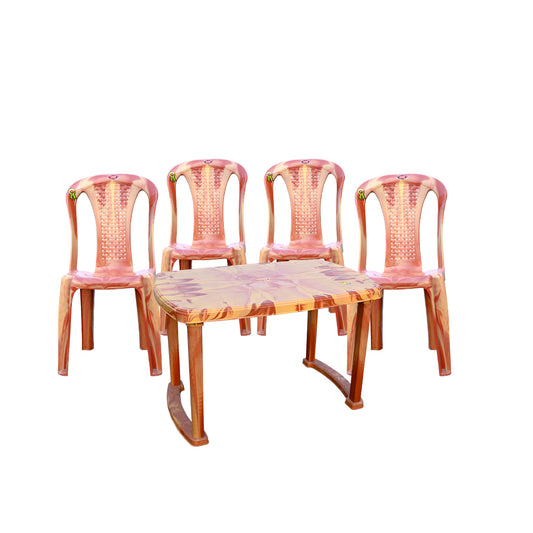 Designer Plastic Table & Chair Set – 4 Chairs + 1 Table