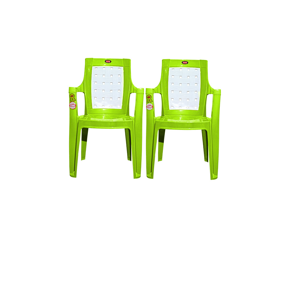 Waven Plastic Chair Set of 2 - Wood-Like Chair