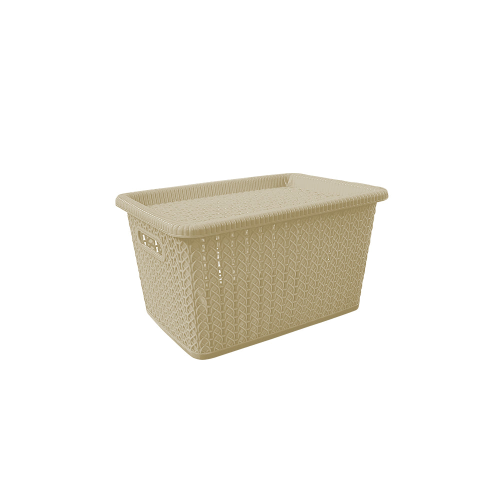 Elegance Plastic Storage Basket with Lid (Set of 5)