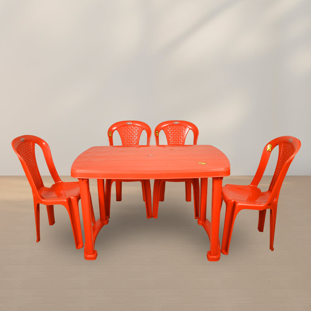 Merry Plastic Dining Set – 4 Topaz Chairs + 1 Table