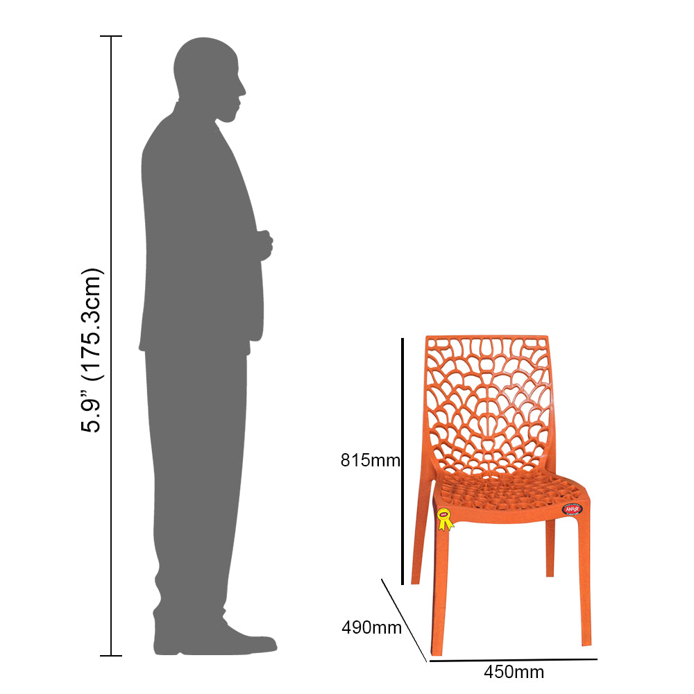 Spiro Plastic Chair Set of 4 - Armless Chair
