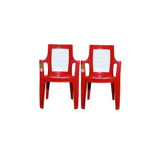 Waven Plastic Chair Set of 2 - Wood-Like Chair