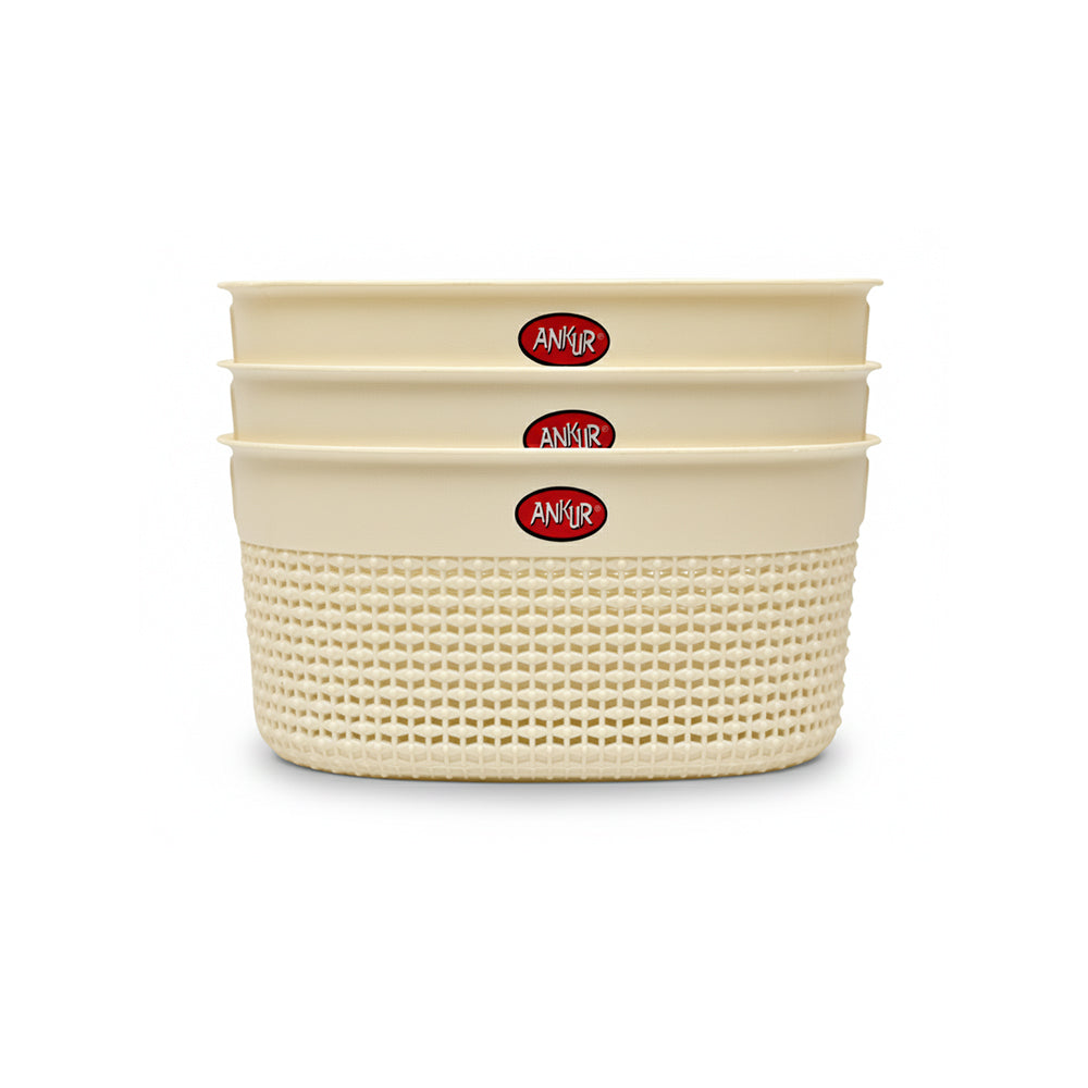 Vintage Multipurpose Storage Basket Set – Big (3 Pcs)