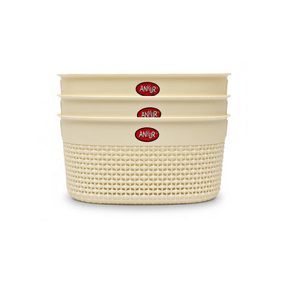 Vintage Multipurpose Storage Basket Set – Big (3 Pcs)