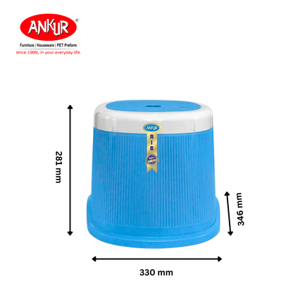 Ankur Rib 18 L Bucket Set with Patla & 1 L Mug (Set of 3)