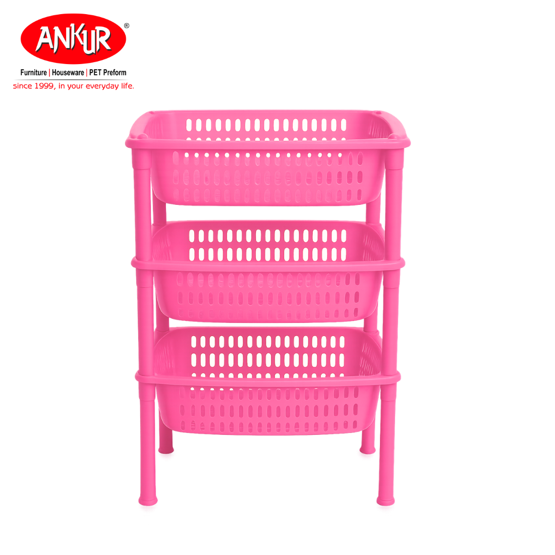 Ankur Handy 3-Tier Plastic Kitchen Rack - Multipurpose Shelf Organizer