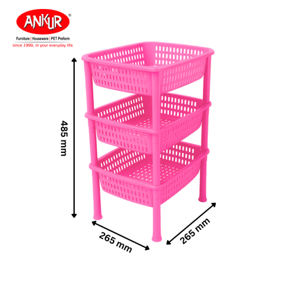 Ankur Handy 3-Tier Plastic Kitchen Rack - Multipurpose Shelf Organizer