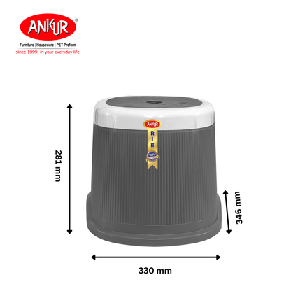 Ankur Rib 18 L Bucket Set with Patla & 1 L Mug (Set of 3)