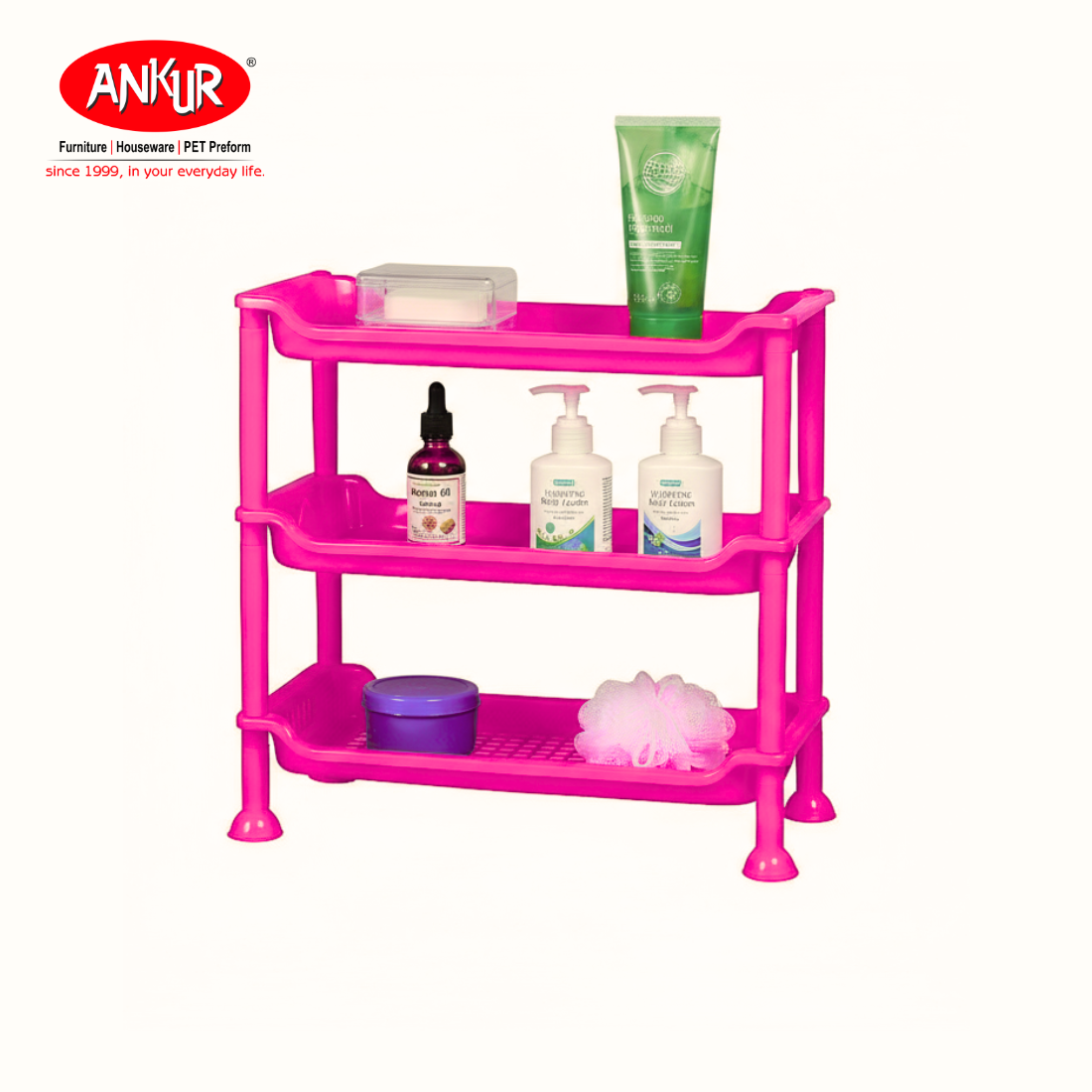 Ankur Decora Plastic Shelf Rack - Stylish Kitchen & Bathroom Organizer