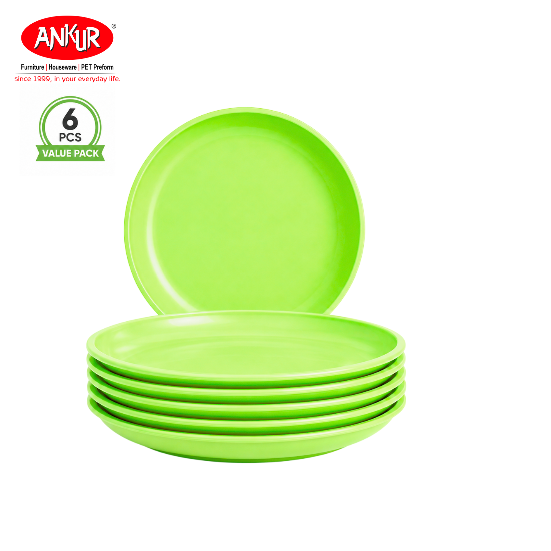 Ankur Zesty Microsafe Round Plates (Pack of 6)