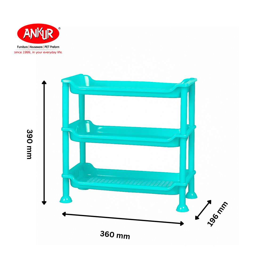 Ankur Decora Plastic Shelf Rack - Stylish Kitchen & Bathroom Organizer