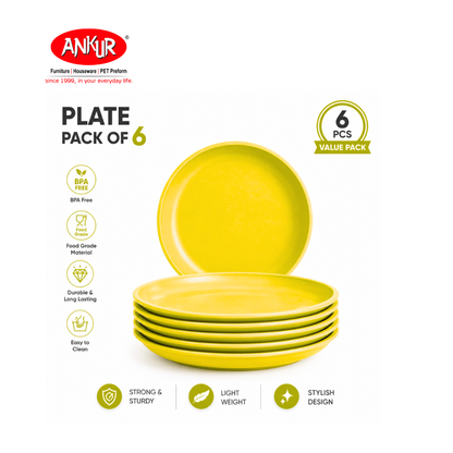 Ankur Zesty Microsafe Round Plates (Pack of 6)