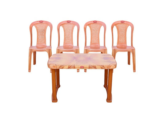 Designer Plastic Table & Chair Set – 4 Chairs + 1 Table