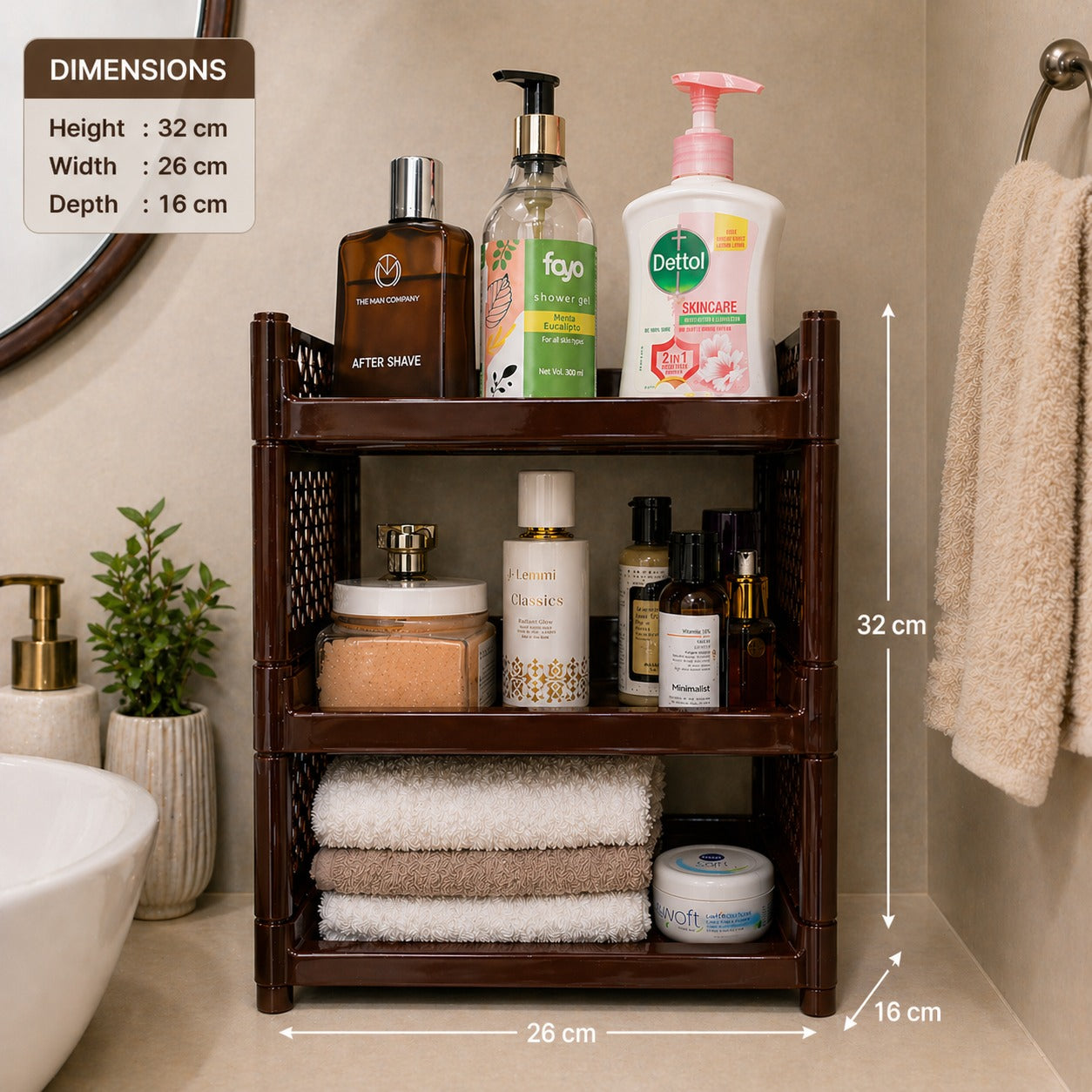 Stacko 3-Tier Storage Rack | Multipurpose Organizer for Kitchen, Bedroom, Bathroom & Office
