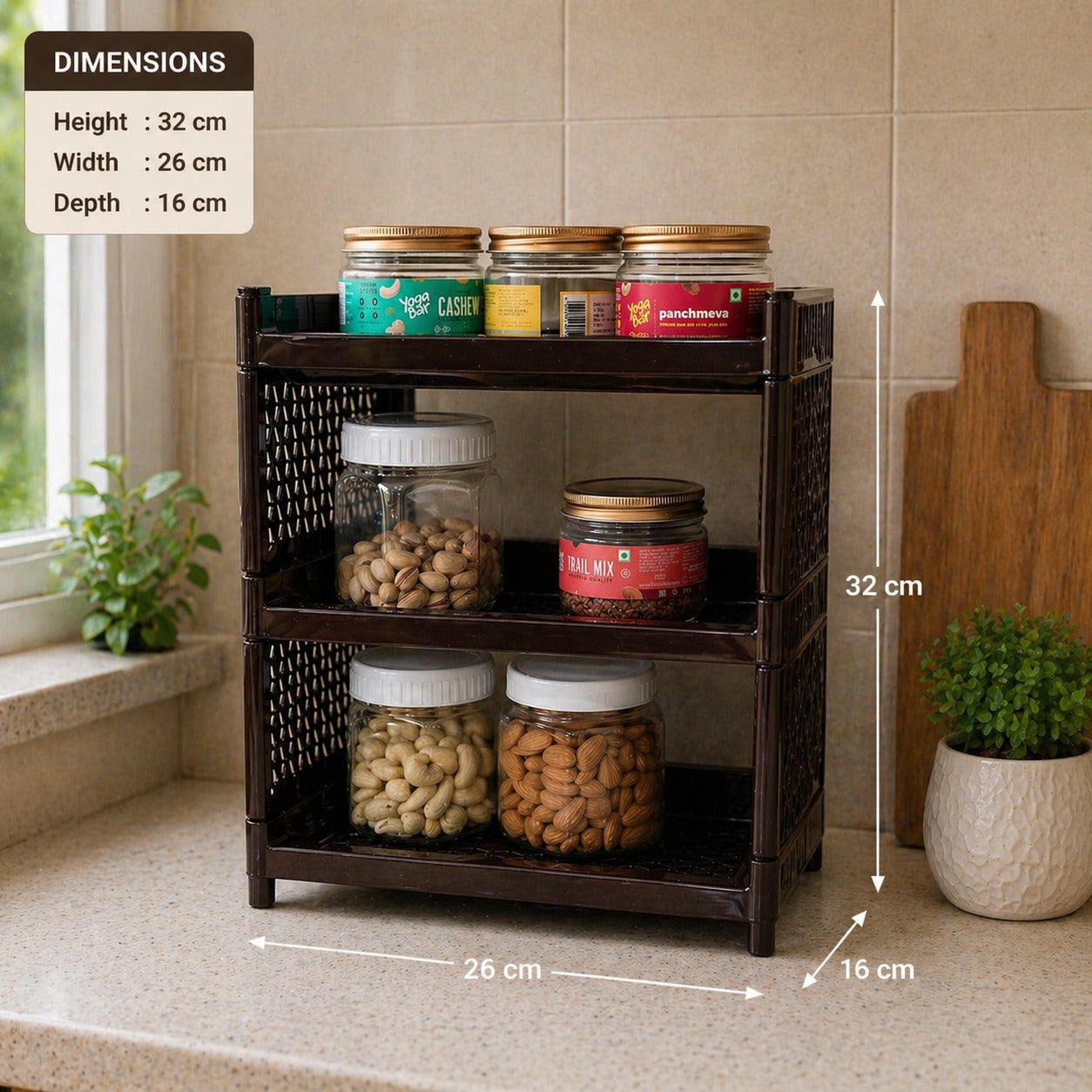 Stacko 3-Tier Storage Rack | Multipurpose Organizer for Kitchen, Bedroom, Bathroom & Office