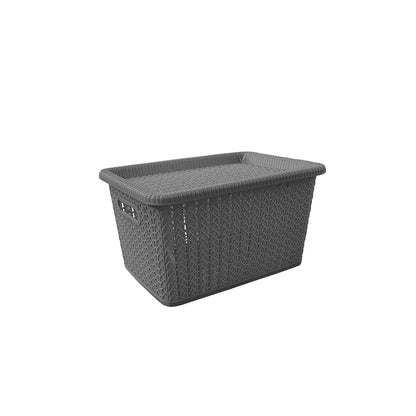 Elegance Plastic Storage Basket with Lid (Set of 5)