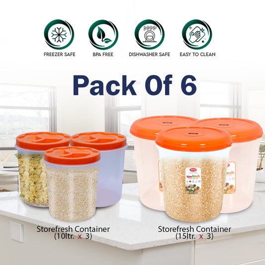 Storefresh Container Sizes 10 & 15L - (Pack of 6)